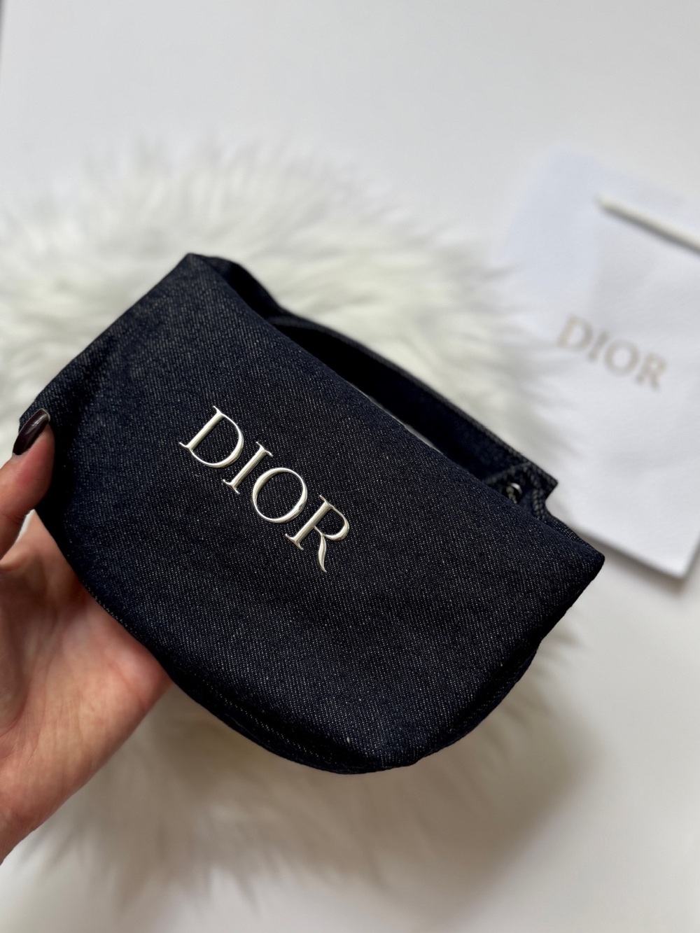 Dior Denim Mini Pouch with Logo New